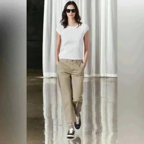 Zara Womens Low Rise Khaki Chino Pants Size - 2 - Picture 1 of 8